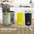 thumbnail image 3 of CAPHAUS Dual Trash Can with Double Lid, Trash and Recycle Bins Combo, Hands-free Stainless-Steel Garbage Can for Kitchen, with 2 Compartment, Hinged Lid, Odor Filters, Handles, 25L+25L, 2 x 6.6 Gallon, 3 of 9