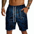 thumbnail image 3 of Domuza Hawaiian Beach Shorts for Men Lightweight Elastic Waist Drawstring Shorts Summer Vacation Casual Shorts with Pocket Black 2XL, 3 of 4