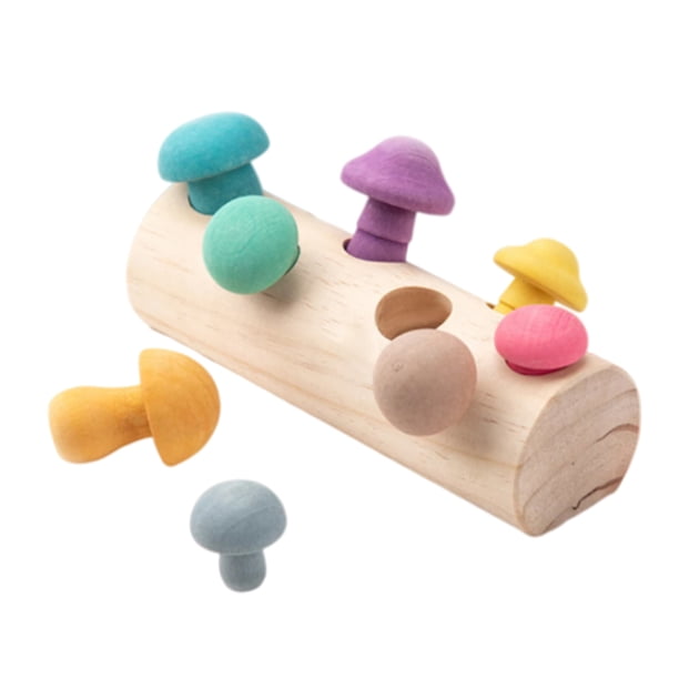Bloques De Arcoíris De Madera, Juego De Recogida De Setas, Juguetes Educativos, Ensamblaje A Juego Para Bebés, Juguetes De Agarre Sweethay FN006467-00