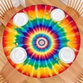 thumbnail image 2 of Colorful Rainbow Tie Dye Spiral Pattern Round Fitted Tablecloth with Elastic Edge,Dining Table Cover Waterproof,Outdoor Round Tablecloth for Camping,Dining,Indoor and Outdoor, 2 of 7