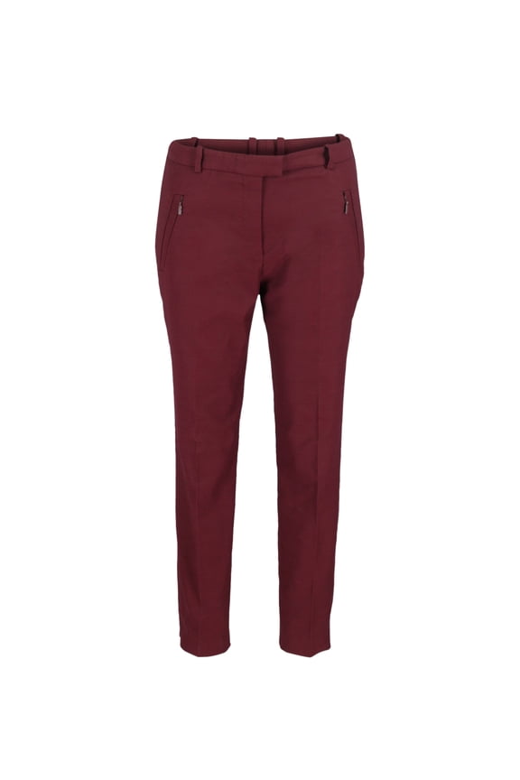 Pre-Owned Hugo Boss Slim-Fit Tapered Trousers in Burgundy Cotton