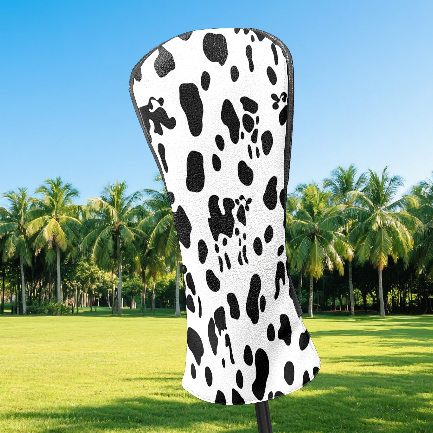 Golf Club Covers PU Leather Waterproof Head Covers for Fairway Woods Hybrids Cow Pattern