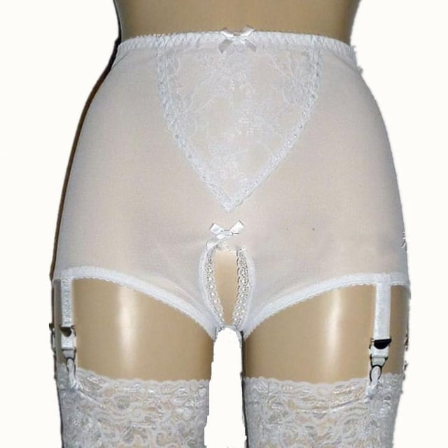 Liga Europa y Estados Unidos Retro Transparente Sexy Mujer Malla Encaje Pantalones Cortos Abiertos 6 garras Sling