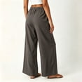 thumbnail image 5 of Tsivenald Womens Linen Wide Leg Pants Elastic Drawstring Waist Lightweight Breathable Summer Beach Casual Trousers, 5 of 7