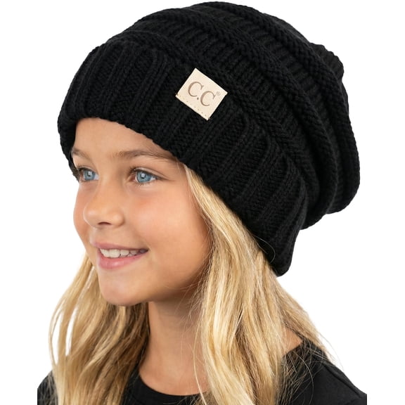 KIDS Oversized Slouchy Beanie - Black