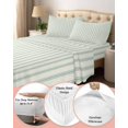 thumbnail image 5 of Queen Size Green Stripes Sheet Sets Mint Green Beige Parallel Bands Farmhouse Soft Breathable Microfiber Bed Sheets Deep Pockets 4 Piece Bed Sheets Set, 1 Fitted Sheet, 1 Flat Sheet & 2 Pillowcases, 5 of 7