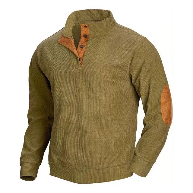 Sudadera Vintage De Pana Para Hombre Con Botonadura Media