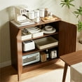 thumbnail image 3 of S-HOME Modern Wavy Sideboard Storage Cabinet in Walnut Finish, 31.5 Inch Kitchen or Living Room Curved Design Furniture, 3 of 10