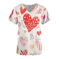 thumbnail image 4 of Luxalzxs Women's Comfortable Lightweight Scrub Tops Stretchy Fashion Hearts Love Printed Work Uniform Medical Scrub Top Carer, 4 of 5