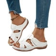 thumbnail image 6 of BADHUB Women's Low Wedge Heels Summer Comfortable Dressy Sandals Buckle Ankle Strap Open Toe Wedge Slides White 38, 6 of 6