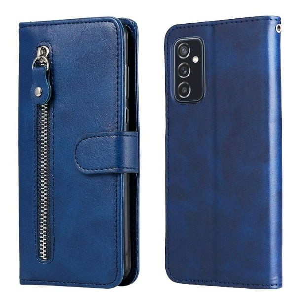 Estuche de Cuero PU con Cierre para Samsung Galaxy M52 5G , Funda Protectora con Billetera y Correa