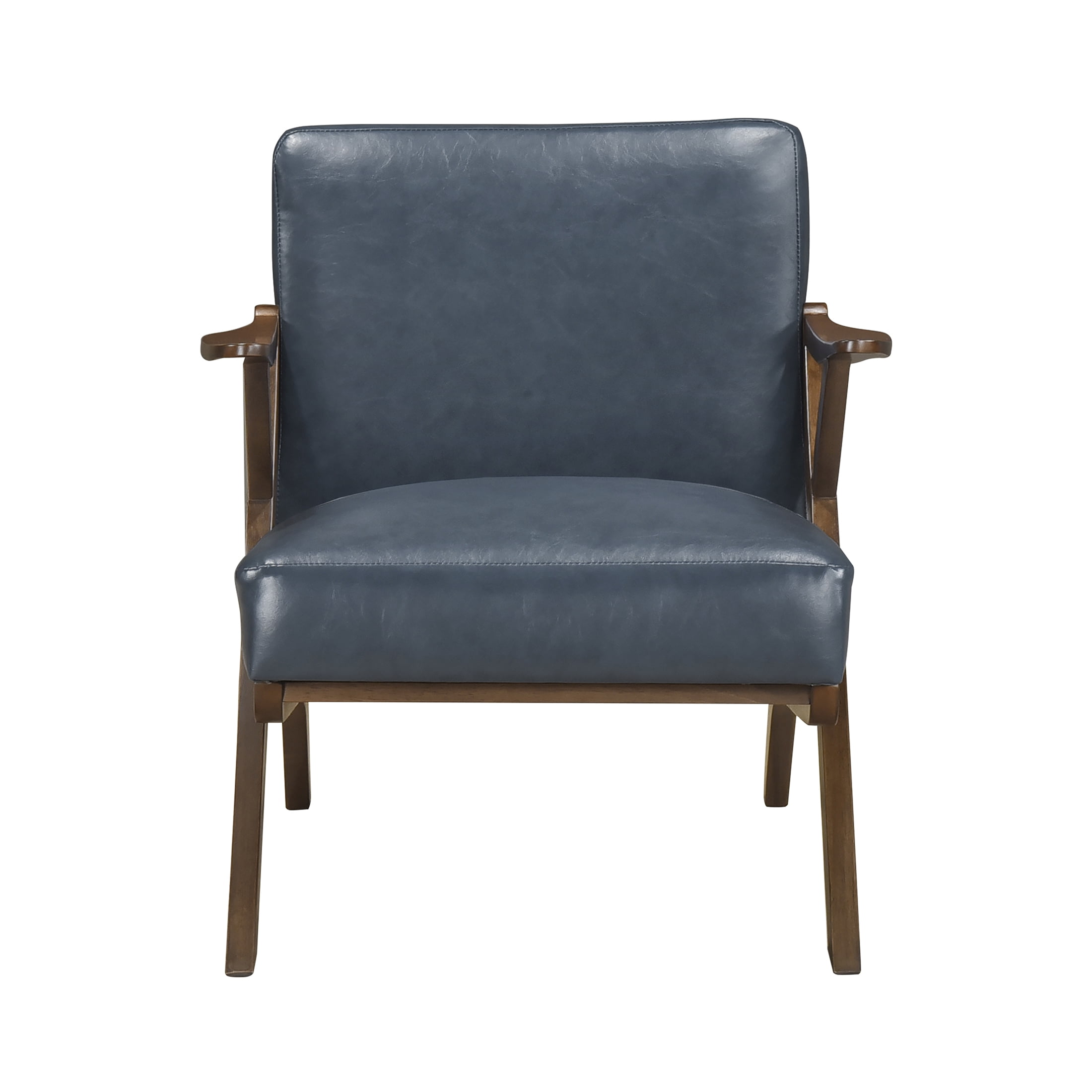 OakvillePark Loxbury Faux Leather Accent Chair, Blue/Brown Wood