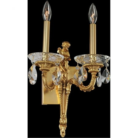 

020422-003-FR001-Allegri Lighting-Marseille - Two Light Wall Bracket Antique Brass Finish with Firenze Clear Crystal