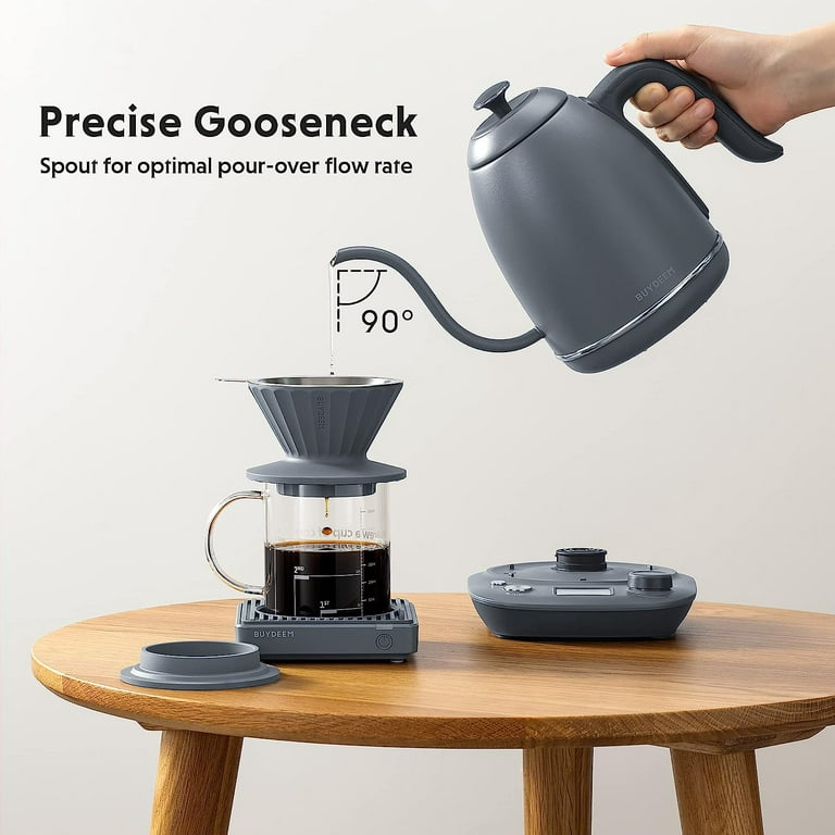  Gooseneck Kettle Temperature Control, Pour Over Electric Kettle  for Coffee and Tea, 100% Stainless Steel Inner, 1200W Rapid Heating, 0.8L,  Built-in Stopwatch, Matte Black: Home & Kitchen