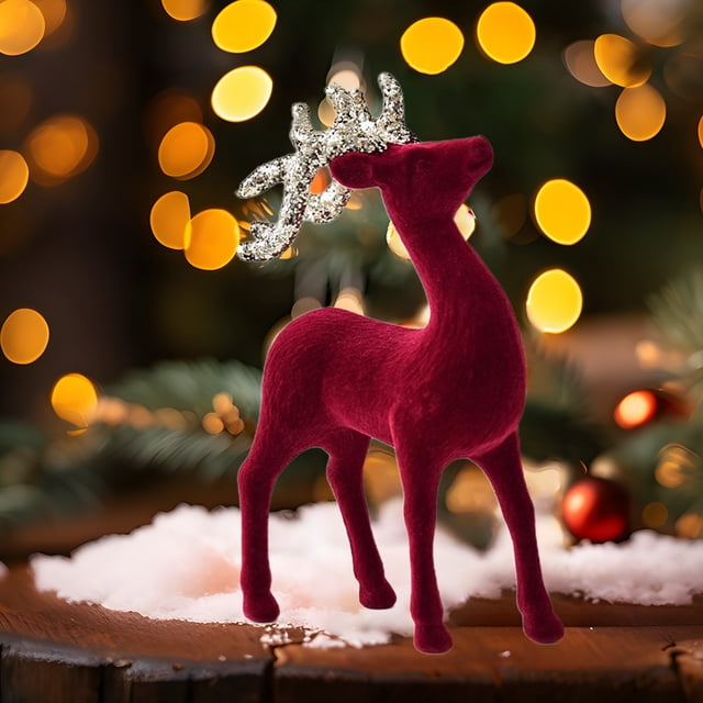 Fiudx Adorno Navideño de Ciervo, Diseño de Reno Rojo, Decoración Festiva de Mesa, Decoración Del Hogar para Las Vacaciones de Invierno, Regalo Ideal para La Familia, Tamaño 13 X 6 X 22 Cm