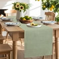 thumbnail image 2 of Table Runner 90 Inches Long for Kitchen Dining, Sage Green Dresser Scarf Farmhouse, Dining Table Decorations for Wedding/Parties, Farmhouse Burlap Solid Green Color Modern Linen Texture 13 x 90 In, 2 of 9