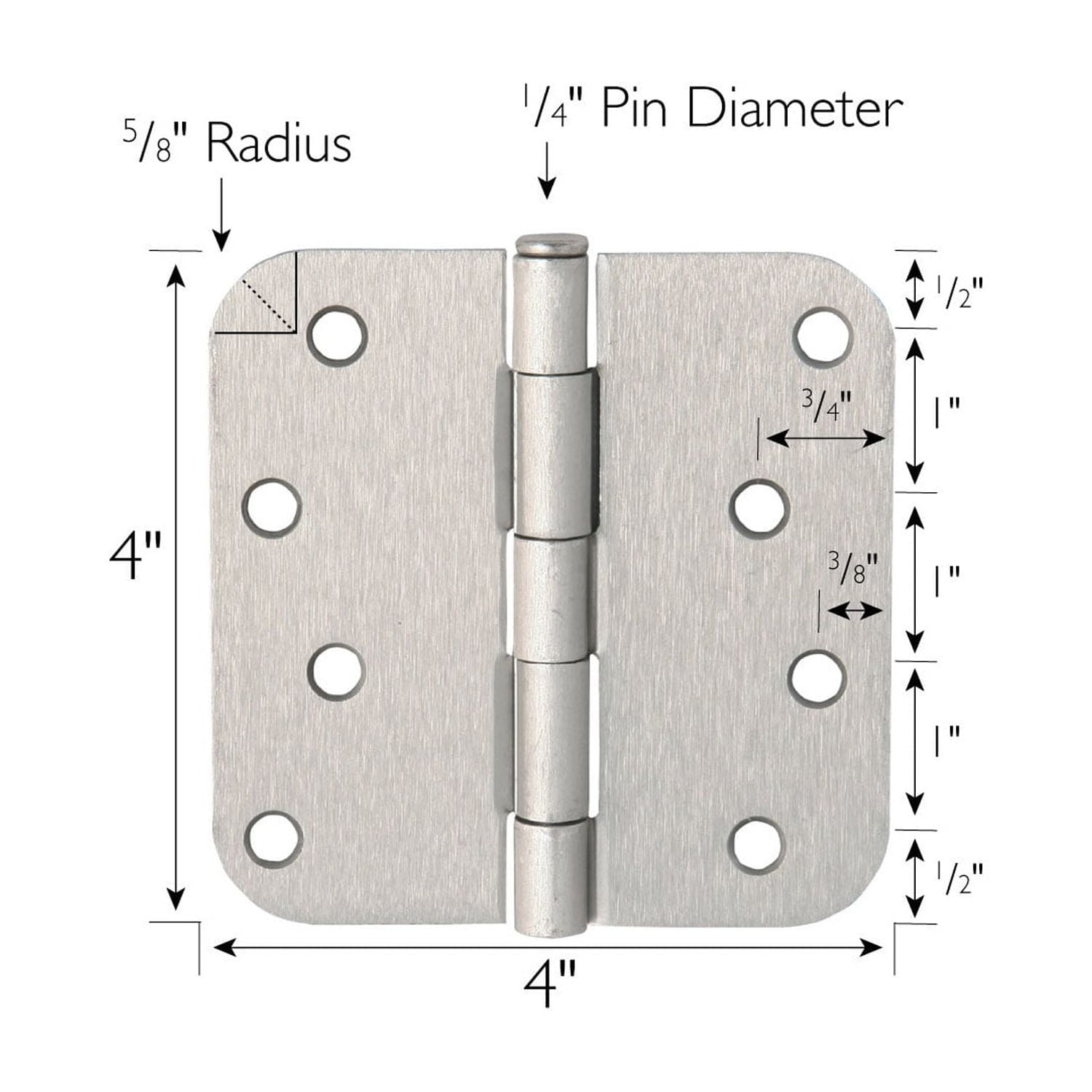 Design House 6-Pack 4" H x .625" Radius Butterfly Interior/Exterior Door Hinges, Satin Nickel