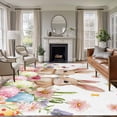 thumbnail image 2 of Spring Bunny Easter Large Area Rugs for Bedroom Living Room, Soft Non Slip Carpet Bedside Rug, Floral Botanical Colorful Eggs Rectangular Floor Cover Kitchen Accent Rug 6'x9' for Dining Room/Office, 2 of 9