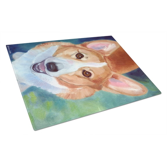 Caroline's Treasures Corgi Norton Glass Cutting Board Large