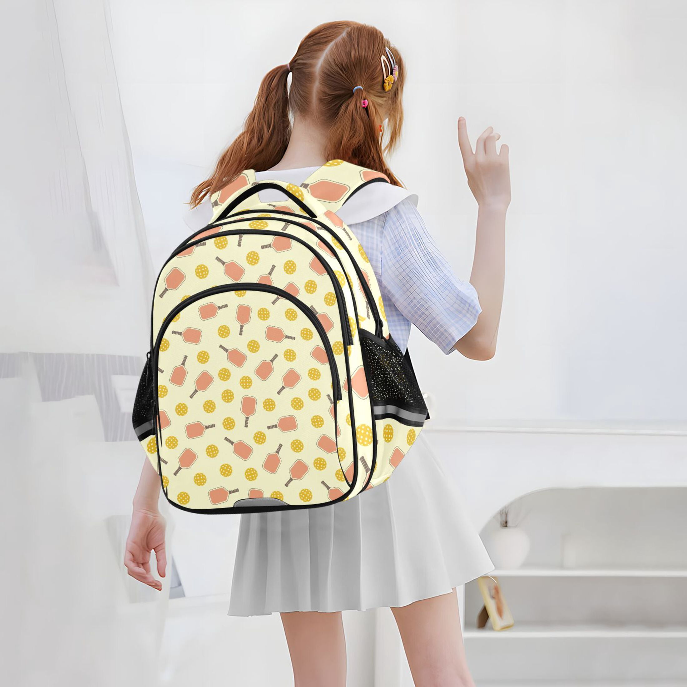 ALAZA Yellow Pickleball Balls School Backpack Elementary Bag Bookbag Travel Rucksack