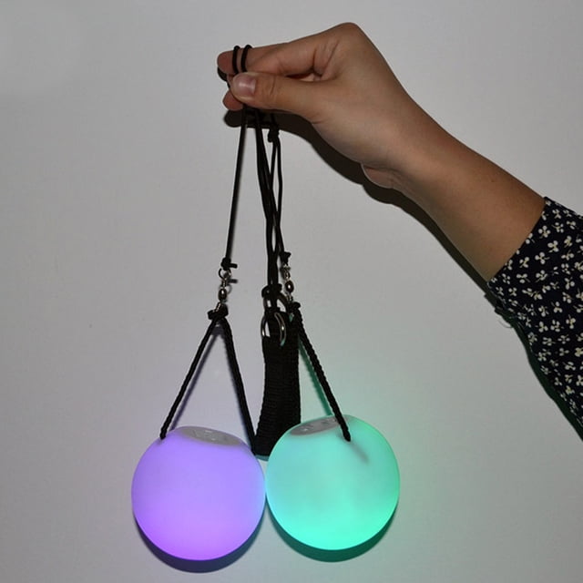 2 piezas de bolas de Poi, bolas de LED, 9 modos, 7 colores de luz, Poi Ball