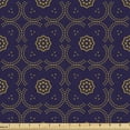 thumbnail image 1 of Oriental Upholstery Fabric by the Yard, Abstract Pattern of Arching Dots Floral Motifs Old Fashioned Feels, Decorative Fabric for DIY and Home Accents, Dark Indigo Dark Khaki by Ambesonne, 1 of 5