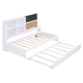 thumbnail image 4 of Wood Daybed Bed with Storage Shelves, Blackboard, Cork board, Wood Slats Support, Platform Bed with Shelves and Twin Size Trundle, No Box Spring Needed, Easy Assembly(White, Twin), 4 of 11