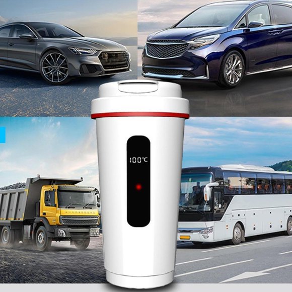 Hervidor de agua para coche de 12 V/24 V, calefactora con inteligente de temperatura, hervidor de agua caliente para viajes al