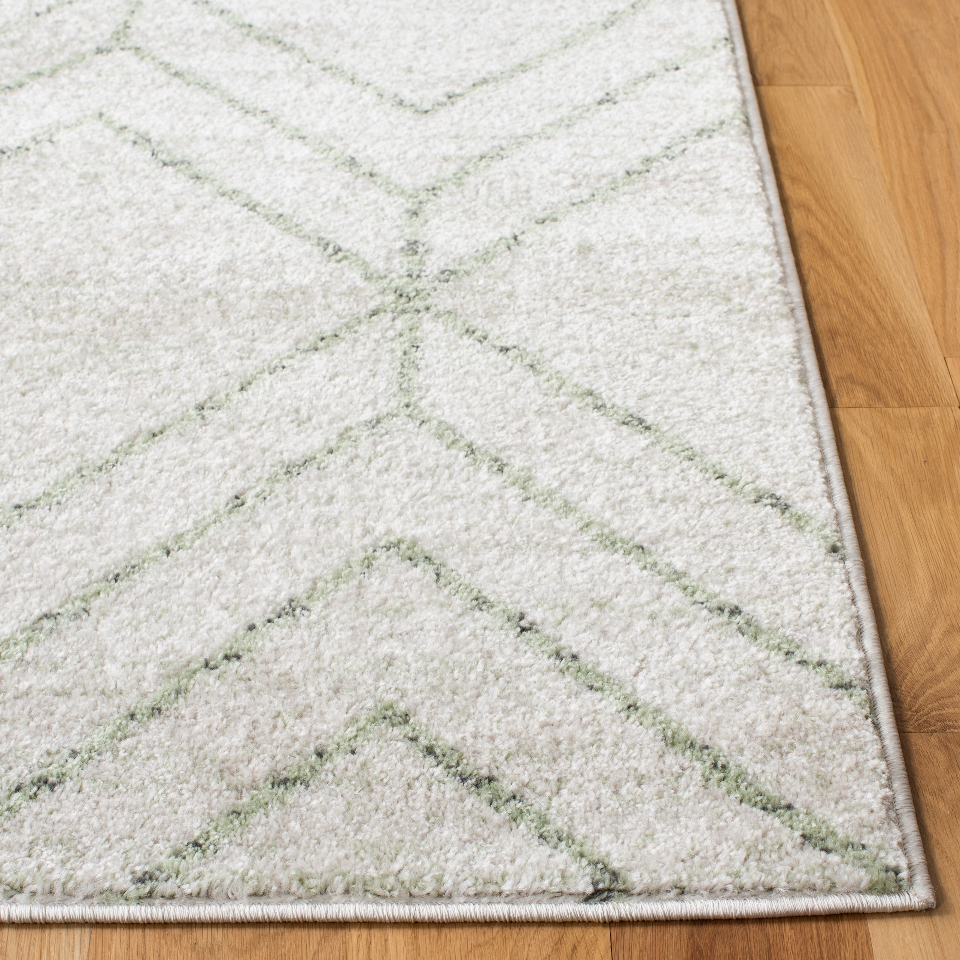 SAFAVIEH Adirondack Caitriona Geometric Squares Area Rug, Ivory/Sage, 4' x 6'