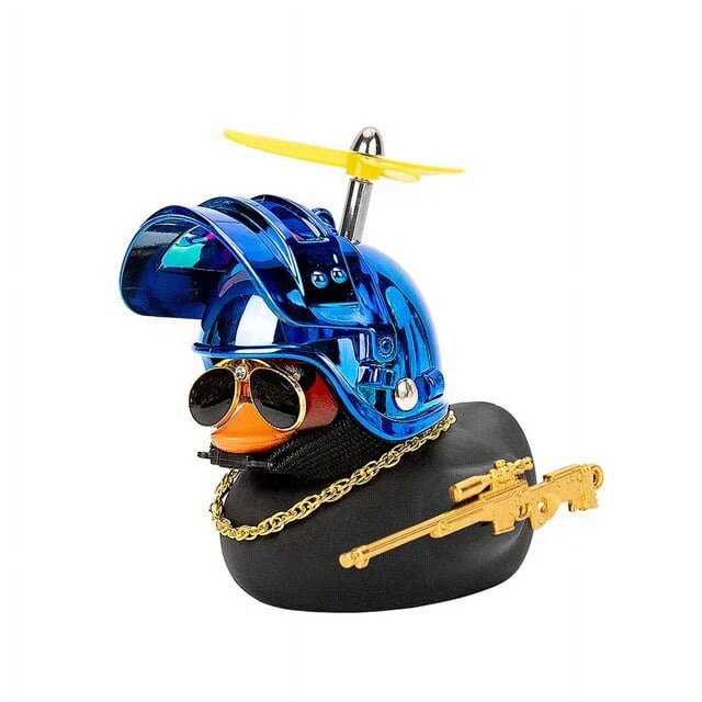 Decoración Interior de coche pato amarillo con casco, viento roto para bicicleta, Motor pato en el coche, accesorios para automóviles, adorno