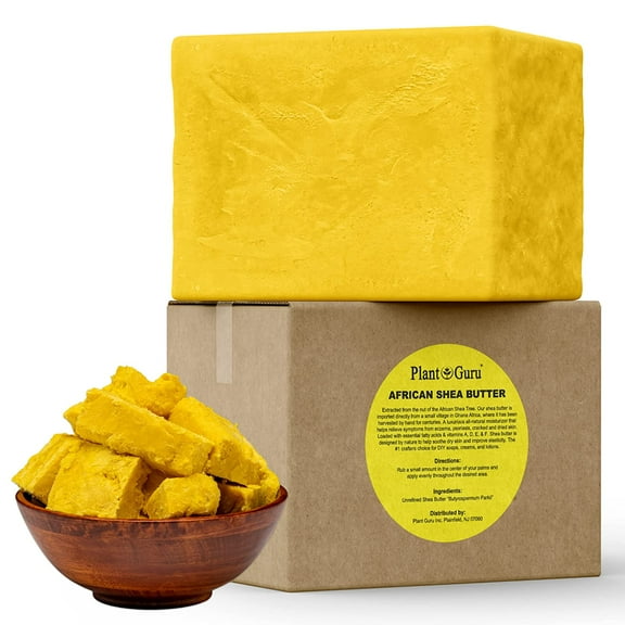 Raw African Shea Butter 5 lbs. Bulk Wholesale Block 100% Pure Natural Unrefined Organic Yellow From Ghana DIY Craft, Body, Lotion, Cream, lip Balm, Soap Making, Eczema, Psoriasis, Stretch Marks