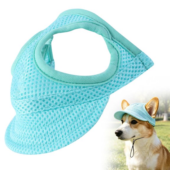 Dog Baseball Cap for Small Medium Dogs, Outdoor Sun Protection Hood Pet Baseball Cap with Ear Holes Pet Baseball Cap with Ear Holes nd Adjustable Neck Strap (Blue, L)