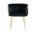 thumbnail image 1 of Set of 2 Accent Chairs, Counter Height Dining Chairs with Curved Backrest and Armrest, 2 pcs Leisure Chairs with Metal Legs for Living Room Dining Room, Black, 1 of 7