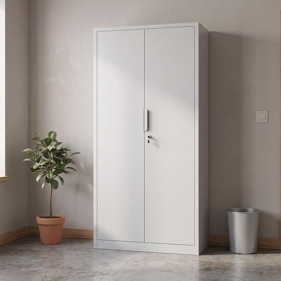 72-Inch 2-Door File Cabinet with Lock, 4 Adjustable Shelves, Heavy-Duty Steel Construction, for Commercial Office, Home Office, Legal Size & Letter File Storage, Organization Cabinet