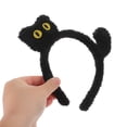 thumbnail image 4 of Diadema de gato negro de peluche con orejas de gato para mujeres y niñas, accesorio ideal para disfraz de Halloween, diadema suave con orejas de gato de peluche, 4 of 7