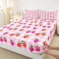 thumbnail image 3 of jejeloiu Cute Bowknot Bow Bed Sheets,Sweet Kawaii Strawberry King Sheets For Girls Teens 4-Piece, 3 of 7