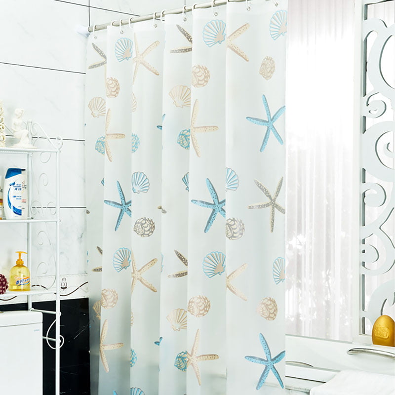 UK Waterproof Fabric Bathroom Shower Curtain Sheer Panel Decor 12 Hooks 1.8*1.8m