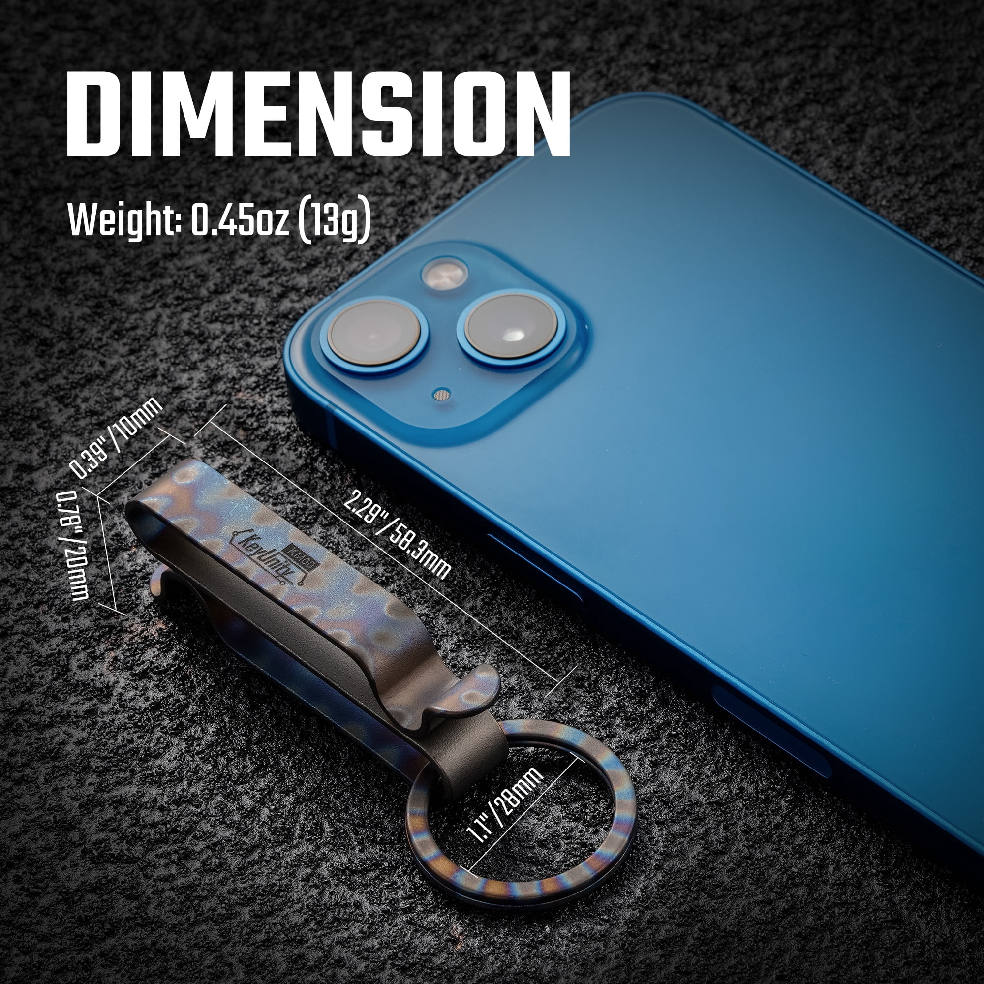 Key Unity Belt Key Clip, Titanium Double Side Quick Release Key Holder with Detachable Keyring for Belt Pants Loop Pocket, KM00 Multicolor