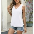 thumbnail image 6 of Women's Sleeveless V-Neck Tank Top Loose Fit Basic T-Shirt｜Soft Lightweight Summer Casual Blouse, 6 of 6