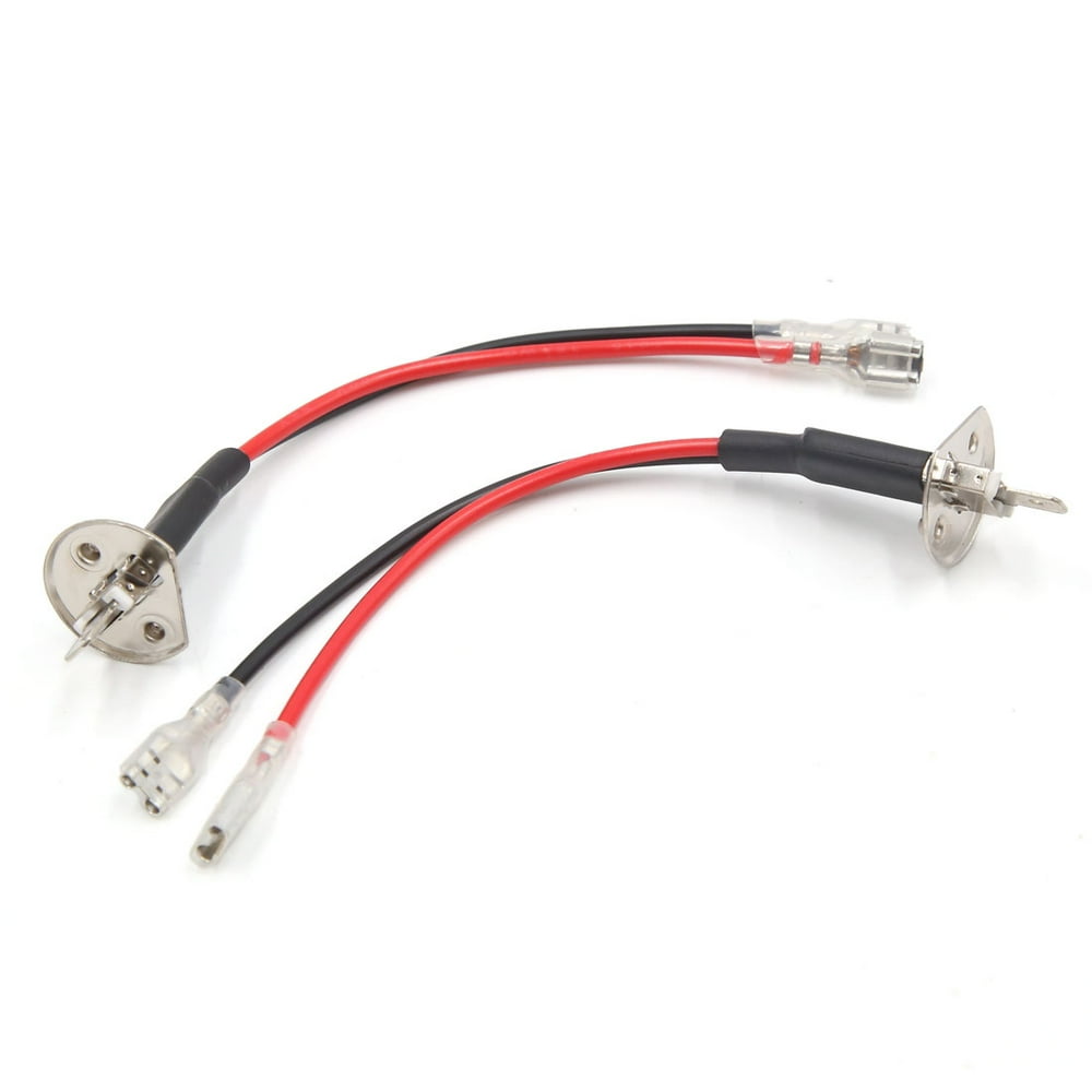 2 Pcs H1 2-Wire Car Headlight Wiring Harness Cable Socket Connector