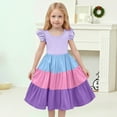 thumbnail image 3 of WENXIAOO Robes Mignonnes pour Filles, Manches à Volants, Robe Évasée à Volants, Robe d'Anniversaire pour Filles, Robe de Princesse 10-11 Ans, 3 of 4