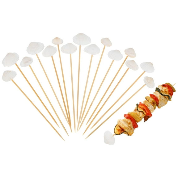 Uxcell 200-Pack Cocktail Picks, 4.7 Inch Long Bamboo Fancy Toothpicks for Barbecue/Charcuterie Boards/Drinks/Fruit [White, Shell]