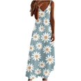 thumbnail image 2 of SMihono Robe Maxi Bohème d'Été pour Femmes Grande Taille Mode Décontractée d'Été avec Poches Sans Manches Imprimé Dentelle Col en V Robe de Plage Robe d'Été, 2 of 4