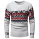 thumbnail image 1 of Hombres Raya O-cuello Manga larga Invierno Tejer Tops Jersey Blusa Suéter Pompotops hdfakjf10280, 1 of 5
