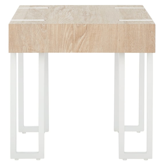 SAFAVIEH Aberton Modern Square End Table, Natural/White (19.7 in. W x 19.7 in. D x 19.7 in. H)
