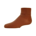 thumbnail image 4 of MeMoi Ribbed Triple-Roll-Cuff Cotton-Rich Ankle Sock - Girls - Female, 2, Brown, 4 of 11