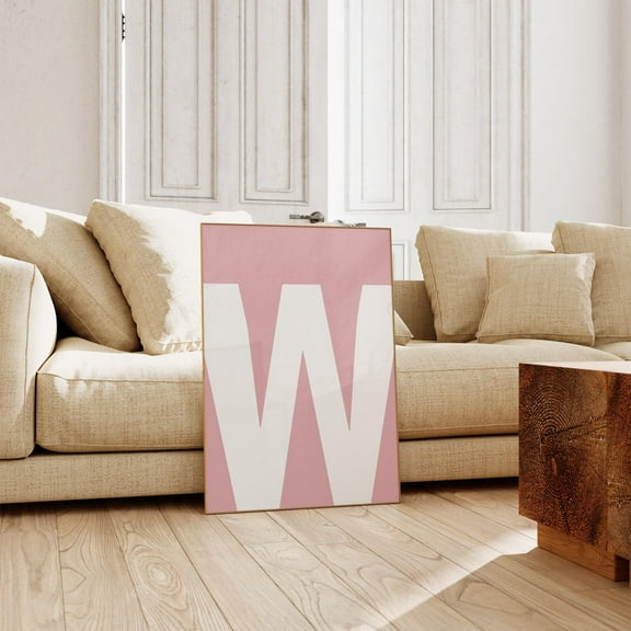 Pink Letter W Print Minimalist Bold Alphabet Wall Art Big Initial Print Room Decor Home Decor #2746, 8x12 UNFRAMED