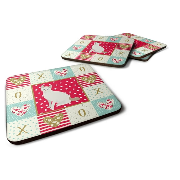 Korean Bobtail Cat Love Foam Coaster Set of 4