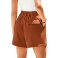 thumbnail image 6 of Seductiva Brown Clothing Shorts for Women Womens Summer High Waist Shorts Zippered Wrap Hem Wide Leg Shorts Relaxed Fit Casual, 6 of 6