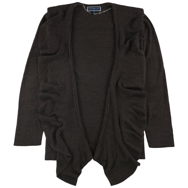 Karen Scott Womens Ruffled Cardigan Sweater, Brown, Plus Size, 3X